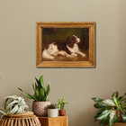 Large 19th Century English Springer Spaniel Dog Portrait By Walter Harrowing
