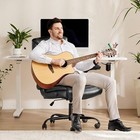 Black Leather Office Chair  Adjustable  Swivel  Computer Desk  Wheels