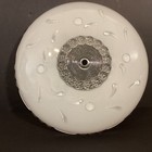 Vintage Architectural Salvage White   Clear Beaded Frosted Light Fixture Flush 