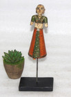 1930 s Antique Wooden Lady Figurine On Stand Decorative Handcrafted Original Old