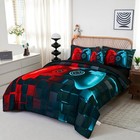 6 Pcs Gamer Bed Set Twin Size Red And Teal Game Console Kids Bed In A Bag Set   