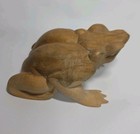 Hand Carved 4  Wooden Frog toad Figure Primitive Folk Art Rustic