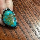 Vintage Native American Signed Sterling R Silver   Turquoise Ring