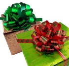 Large Christmas Gift Pull Bows - 8  Wide  Set Of 9  Plaid  Striped  Gingham