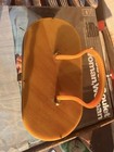 Title vintage 1950s Lucite   Brass Filigree Box Purse Mcm Amber Marbled Evening