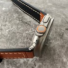 Dark Orange Thick Leather Watch Strap Band For New Apple Watch Ultra 3 2 1 49mm