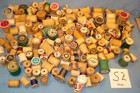 Vtg Lot S2  170 Old Wooden Sewing Thread Spools  Various Sizes  Some With Thread