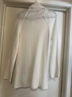 Grecereelle White Waffle-knit Cowl Neck Long Sleeve Pullover Sweater  Women L