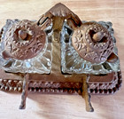 Victorian Antique Iron And Glass Double Inkwell