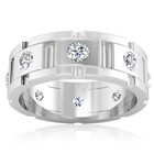 3ct Round Cut Lab-created Diamond 14k White Gold Plated Wedding Men s Band Ring