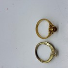 Vintage 18kt Hge Gold Tone Ring Lot Of 2 Cognac Oval Clear Princess Cut Stones