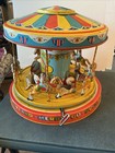 Vtg J Chein Tin Litho Playland-merry-go-round Wind Up Works 