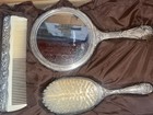 Vintage Vanity 3pc Silver Plated Set - Mirror  Comb  And Brush