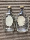 1776-1976 Vintage Log Cabin Syrup Bottle Bicentennial Clear Glass Set Of 2