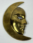 Vintage Brass Cresent Moon Mask man In The Moon Brass Wall Decor 8 