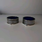 Pair Of Sterling   Cobalt Glass Footed Salt Cellars - Sheffield - 1912