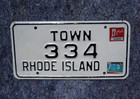 1970s Rhode Island Town License Plate