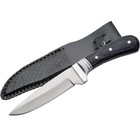 Hunting Knife Rite Edge Gray Wood Silver Blade Camping Survival Leather Sheath