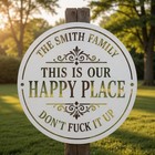 Personalized Metal Sign This Is My Happy Place Sarcastic Home Decor Gift