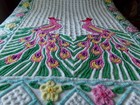 Gorgeous Vintage Chenille Double Peacock Colorful Bedspread 96  X 90 