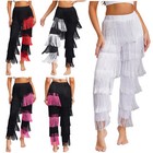 Women Fringe Latin Dance Pants Cha-cha Tango Salsa Ballroom Performance Trousers