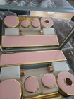 Vintage 1950s Sirram England Teal Pink Travel Vanity Train Case     Complete 