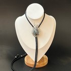 Silver Elk Base   Natural Labradorite Stone Men Bolo Tie Cowboy Wedding Necklace
