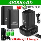 2 Battery Pack   Charger Dock For Microsoft Xbox 360 Wireless Controller Black