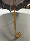 Vintage Antique Embroidered Parasol Umbrella Very Old Carved Handle Japan