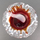 Vtg Ashtray Red White Swirl Glass Clear Hand Blown Ruffled Bowl 5 5    W 5 Dimples