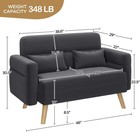 46  Small Fabric Sofa Loveseat Mid Century 2 Seater Couch With Lumbar Pillows