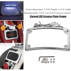 Chrome Motorcycle Curved License Plate Holder Frame   Led Plate Light For Harley