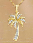 Round Diamond 2ct Lab Created Women s Palm Tree Pendant 14k Yellow Gold Plated