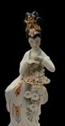 Japanese Geisha Sculpture Porcelain   Bisque 16  24k Gold Accents Vintage