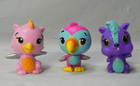 Lot Of 3 Hatchimals Pink Draggle   Purple Skunkle And Blue Parro