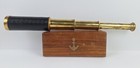 Brass Telescope W  Wooden Storage Box Functional Pirate Spyglass Extension Naval