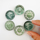 Miniature Green Willow Vintage Plates Set Ceramic Dollhouse Kitchen Decor 1 12