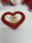 Vintage Avon Flocked Teddy Bear Ornaments On Red Metal  Lot Of 7
