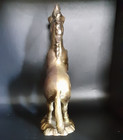 Vintage Unicorn Rearing Up Hind Legs Heavy Solid Brass Metal Figurine 9  Tall