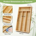 Bamboo Silverware Drawer Organizer          Compact Utensil   Flatware Storage Tray