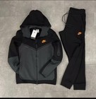 Nike Tech Tracksuit Dark Grey And Black  Men   s Tracksuit Hoodie   Pants Set Ne