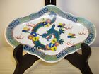 Pair 19thc Qing Dynasty Chinese Porcelain Footed Serving Dish Bats Dragon Clouds