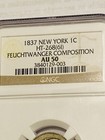 1837 Feuchtwanger  1 Cent  Ht-268 61  New York  Ngc-au-50  Spitting Eagle Type 