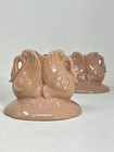 2 Vintage Chadwick China Swans  415  Taper Candle Stick Holders Pink Dusty Rose