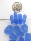 Blue Cultured Sea Glass Beads Stacking  12 Pc Center Drilled Nugget Bead Supply