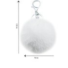 Pom Poms Keychains Faux Rabbit Fur Fluffy Pompoms Keyring For Women White
