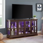 Led Antique Oak Curio Display Cabinet   Glass Doors   Adjustable Shelves