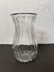 Clear Glass Floral Flower Vase   8 75 Inches Thick Glass Wavy