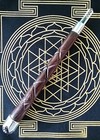Solid Rosewood Wand  Huge 9  Carved Wood Wand With Crystal Tip   Silver Band