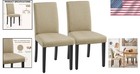Elegant Khaki Dining Chair Set Of 2 - Soft Foam Padded Seats And Sturdy Build